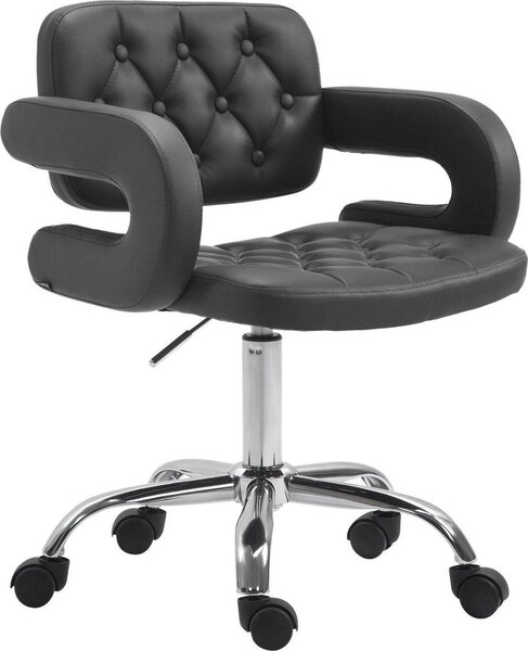 Sedia da ufficio - Sedia da ufficio - Comfort regolabile in altezza con rivestimento in Pelle finta | Colore: Nero