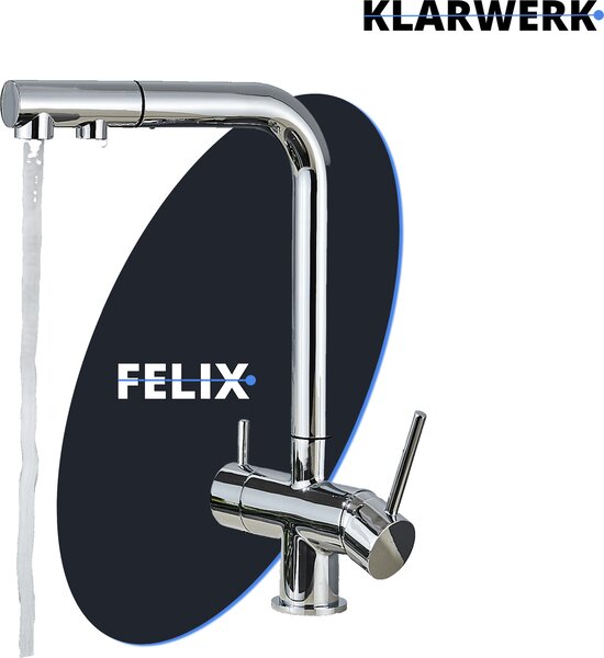 Felix | Rubinetto estraibile Premium a 3 vie in cromo | rubinetto da cucina con osmosi in acciaio inox | rubinetto - 360 gradi | filtro 3 attacchi