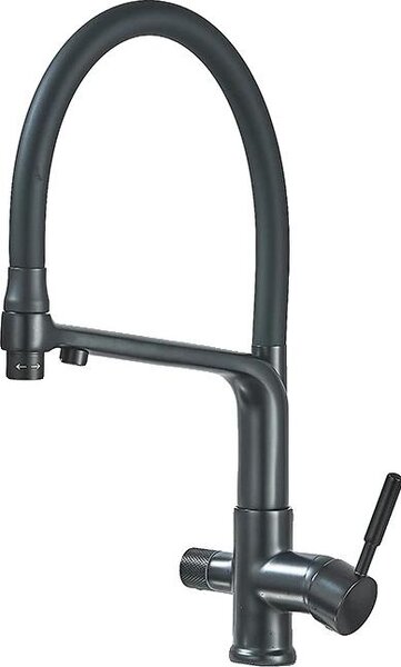 Rubinetto da cucina, orientabile a 360°, doppia maniglia, nero opaco