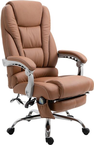 Sedia da ufficio massaggiante, sedia ergonomica, massaggio a 7 punti, inclinabile e regolabile | Colore: marrone chiaro
