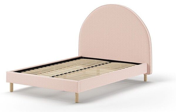 Letto singolo imbottito rosa con griglia 140x200 cm MOON - Vipack
