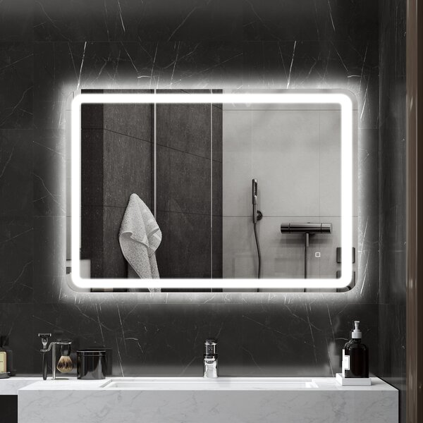 HOMCOM Specchio Bagno con Interruttore Touch, Luce LED a 3 Temperature e Antiappannamento, 70x100cm | Aosom Italy