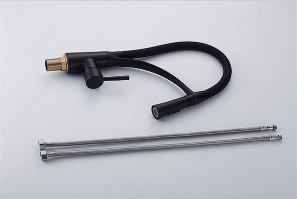 Rubinetto da cucina, 44 cm, oro, 360°, bocca girevole, Pelican Black Pure
