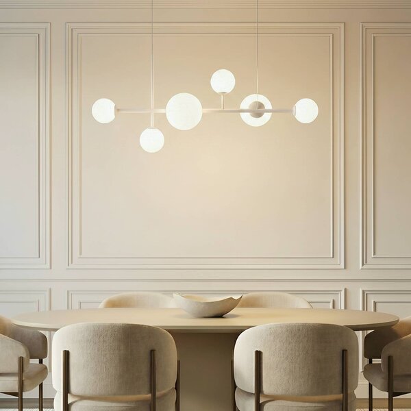 Lampada a sospensione Dione ALDEX, dimmerabile, Bianco / Opale, Soggiorno / Sala da pranzo, Vetro, Moderno, Lampada a sospensione