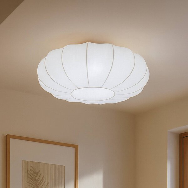 Plafoniera soffitto Helin Lindby, dimmerabile, Bianco / Opale, Soggiorno / Sala da pranzo, Tessuto / Stoffa / Seta, Scandinavo, Plafoniera
