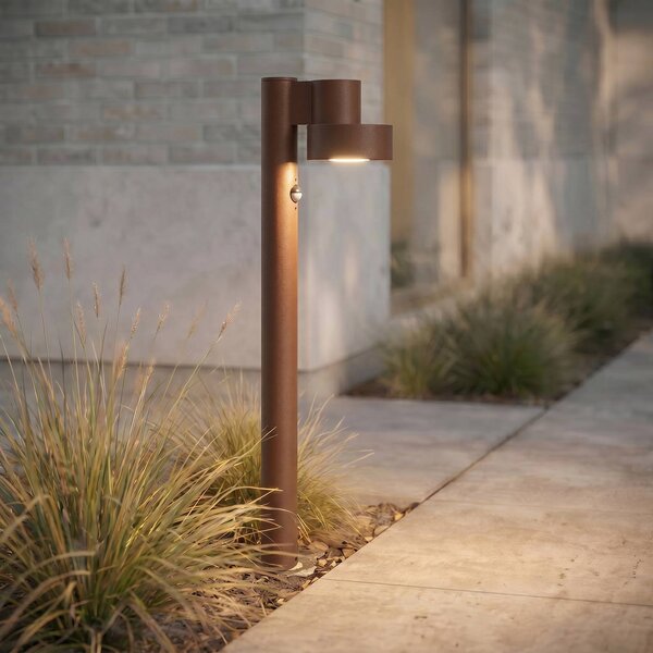 Lampione a LED Lucande Elune, marrone, con sensore, IP44, altezza 77 cm Elune, Marrone / Ruggine, Alluminio, Moderno