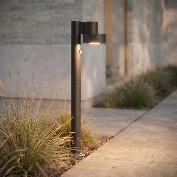 Lampione a LED Lucande Elune, nero, con sensore, IP44, 77 cm Elune, Nero, Alluminio, Moderno