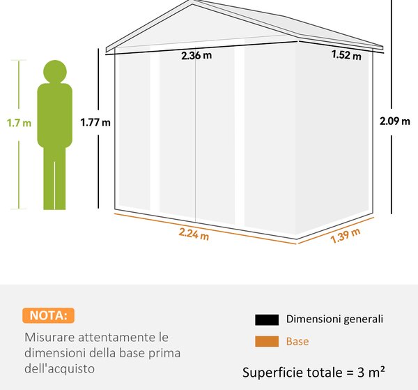 Outsunny Casetta da Giardino Porta Attrezzi con Porte Scorrevoli, 4 Prese d'Aria e 2 Fori di Drenaggio, 2.3x1.5x2 m, Marrone | Aosom Italy