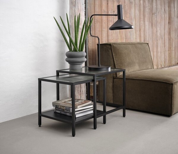 Tavolini portaoggetti in vetro in set di 2 pezzi 50x50 cm Bronco - Unique Furniture