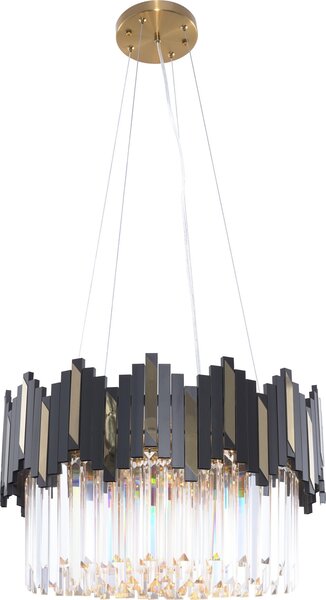 Lampada a sospensione ROTTA nero-oro-trasparente 6xE14x40W cristallo, dimensioni: 150x50x50 cm, IP20, Zuma Line