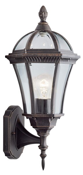 Applique Da Esterno Vintage Lato Alto Capri Alluminio Marrone Vetro 1 Luce E27