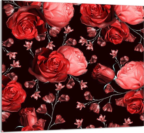 PIATTO IN VETRO PER CUCINA 65x60 Roses