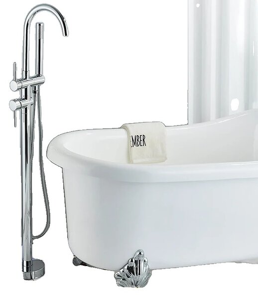 Rubinetto da bagno, bocca girevole a 360°, doccetta in ABS, cromo A