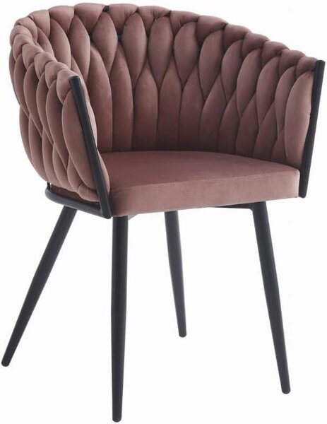 VBChome Sedia Velluto Tessuto Rosa Scuro Sedia da pranzo e da soggiorno imbottita Glamour Loft e Stile Industriale Comfort Struttura in Metallo