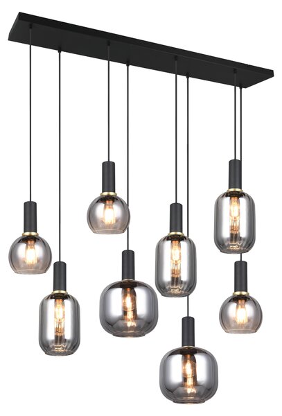 Lampadario DIVA nero-cromato 8xE27x10W vetro, dimensioni: 150x120x32 cm, IP20 Trio