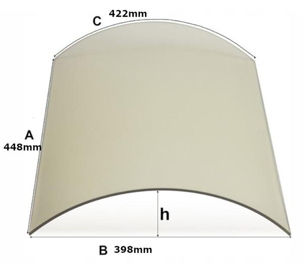 Vetro per caminetto Curvo | per caminetto Hark Avenso | 448 x 398 x 422 mm Vetro per stufa Vetro per stufa resistente alla temperatura fino a 800 °C | 44,8x39,8x42,2 cm