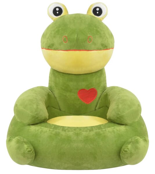 Poltrona per bambini in peluche con rana verde