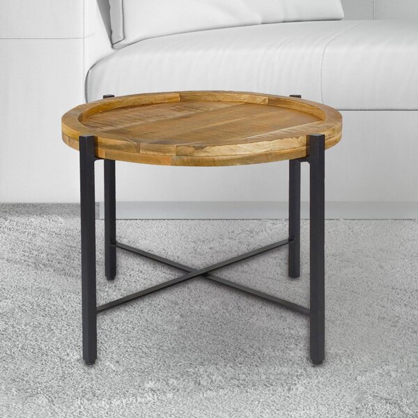 Tavolino ø55cm tavolino rotondo da salotto Sioux metallo nero opaco