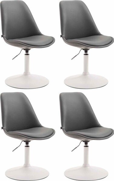 Set di 4 sedie da pranzo in Pelle finta - sedie - design moderno, seduta confortevole, colore: grigio | colore base: bianco