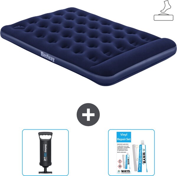 Materasso gonfiabile Bestway - Letto alla francese - 137 x 191 x 28 cm - Blu - Accessori inclusi