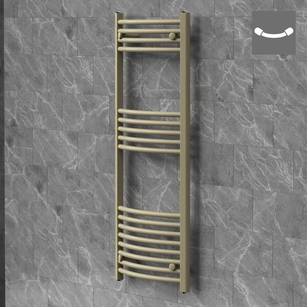 Asciugamani radiante LuxeBath Sahara, 500x1200 mm, beige. Radiatore per bagno con attacco laterale, asciugamani radiante curvo, porta asciugamani, radiatore da parete per bagno