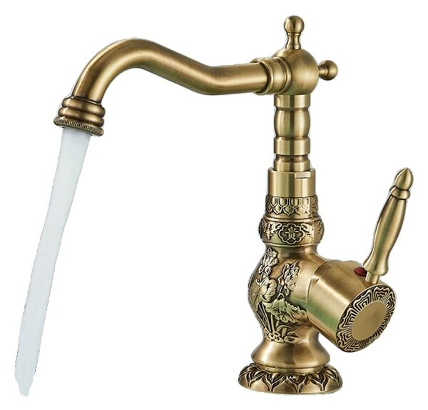 Rubinetto da cucina, finitura ottone antico, miscelatore acqua calda e fredda, verde