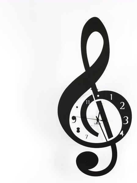 Orologio Da Muro Struttura in metallo VIOLINO Dimensioni 55x33 cm con quadrante delle ore in metallo tagliato a laser colore nero