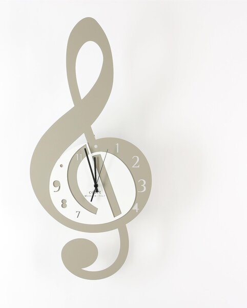 Orologio Da Muro Struttura in metallo VIOLINO Dimensioni 55x33 cm con quadrante delle ore in metallo tagliato a laser colore Tortora