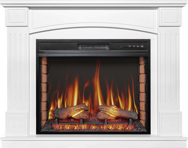 ArtiFlame Camino elettrico da appoggio con funzione riscaldante BOSTON AF28S LED, 12 livelli di riscaldamento, timer, effetto fiamma realistico, 3 livelli di luminosità, telecomando, bianco