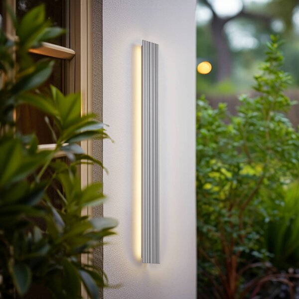 Applique da esterni a LED Melira Lucande, Alluminio / Grigio / Zincato, Alluminio, Moderno, Applique LED da esterni