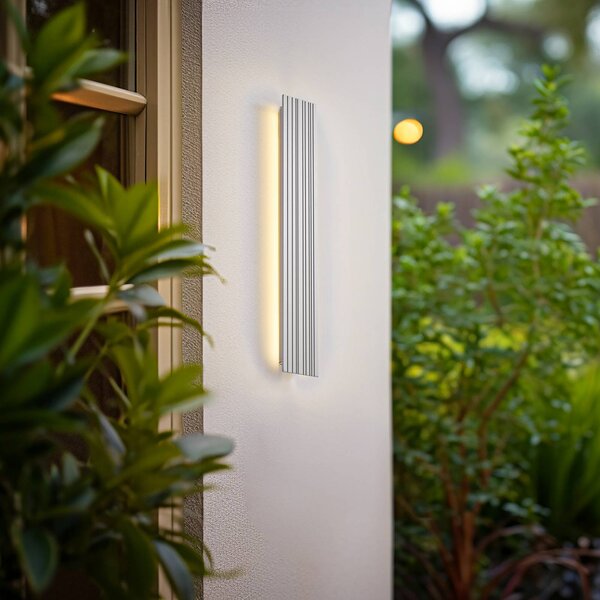 Applique da esterni a LED Melira Lucande, Alluminio / Grigio / Zincato, Alluminio, Moderno, Applique LED da esterni