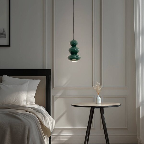 Lampada a sospensione Oman Argon, dimmerabile, Verde, Soggiorno / Sala da pranzo, Vetro, Lampada a sospensione