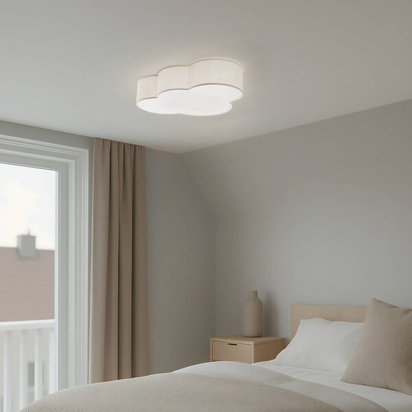 Plafoniera Cloud TK Lighting, dimmerabile, Crema / Ambra, Cameretta, Tessuto / Stoffa / Seta, Giovanile, Plafoniera