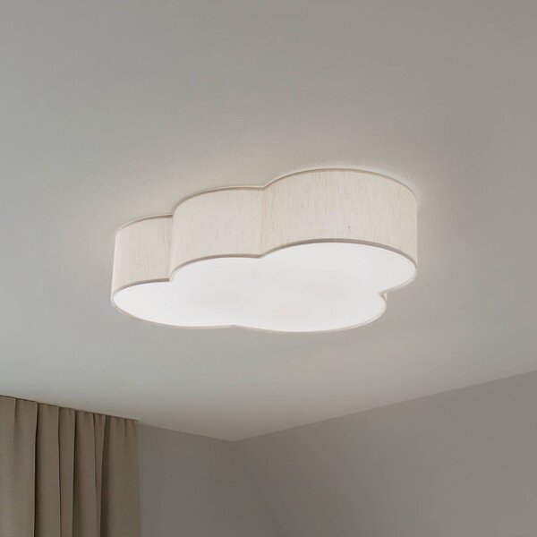 Plafoniera Cloud TK Lighting, dimmerabile, Crema / Ambra, Cameretta, Tessuto / Stoffa / Seta, Giovanile, Plafoniera