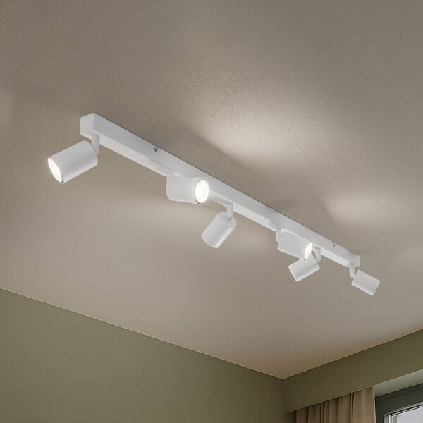 Faretto da soffitto Top, bianco, 127 cm, a 6 luci, metallo, GU10 NEX TK Lighting, dimmerabile, Bianco / Opale, Soggiorno / Sala da pranzo, Metallo, Moderno, Faretto alogeno