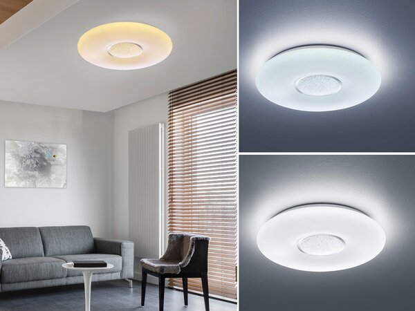 Lampada da soffitto a LED AKINA, bianca, dimmerabile, con telecomando e luce notturna, Ø 41 cm