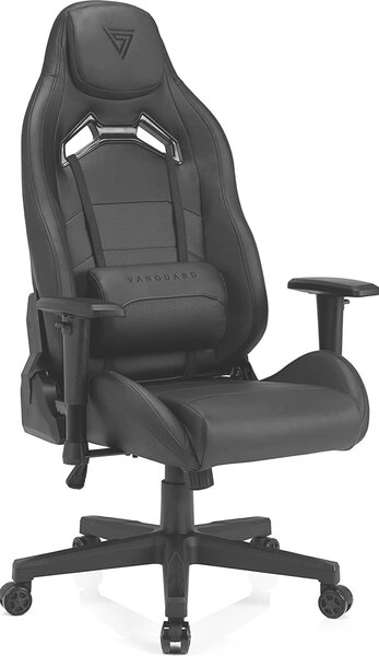 Sedia da gaming SENSE7 Vanguard nera - Sedia da ufficio ergonomica, sedia da scrivania, sedia girevole per PC, sedia da gaming, poltrona direzionale, 150 kg, braccioli 2D, funzione oscillante