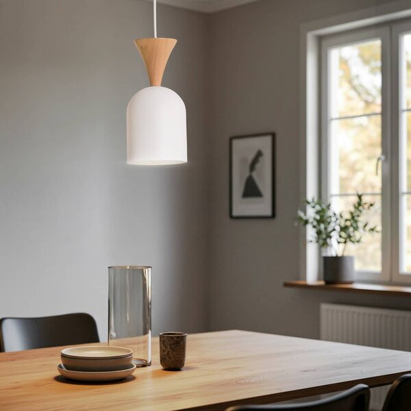 Lampada a sospensione Nolan Lamkur, dimmerabile, Bianco / Opale, Soggiorno / Sala da pranzo, Metallo, Scandinavo, Lampada a sospensione