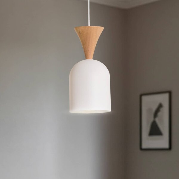 Lampada a sospensione Nolan Lamkur, dimmerabile, Bianco / Opale, Soggiorno / Sala da pranzo, Metallo, Scandinavo, Lampada a sospensione