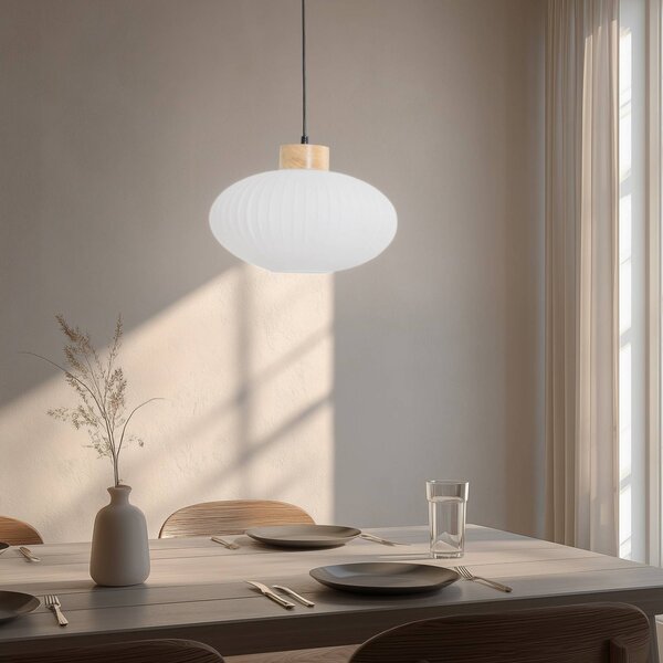 Lampada a sospensione in vetro Harmony Lamkur, dimmerabile, Bianco / Opale, Soggiorno / Sala da pranzo, Vetro, Scandinavo, Lampada a sospensione