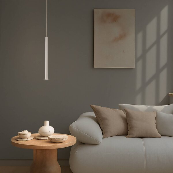 Lampada LED a sospensione Rulo, beige, acciaio, Ø 3,2 cm Rulo Argon, Crema / Ambra, Soggiorno / Sala da pranzo, Metallo