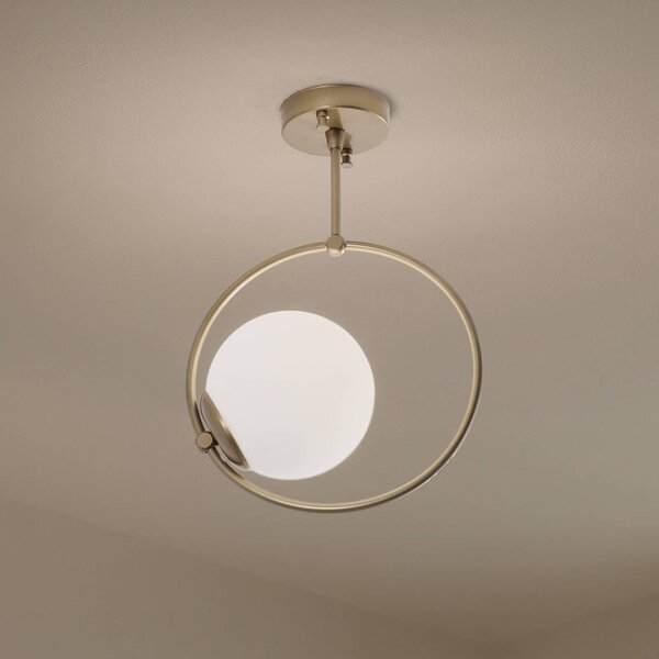 Plafoniera Dolunay, Ø 26 cm, color oro, vetro, E27 Dolunay Opviq, dimmerabile, Ottone / Oro, Soggiorno / Sala da pranzo, Metallo, Moderno