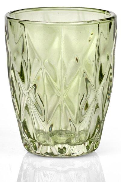 Bicchieri Acqua Tumbler Drink 6 pezzi diametro 8xh10 cm - 250 Ml in vetro pressato adatto alla lavastoviglie colore verde