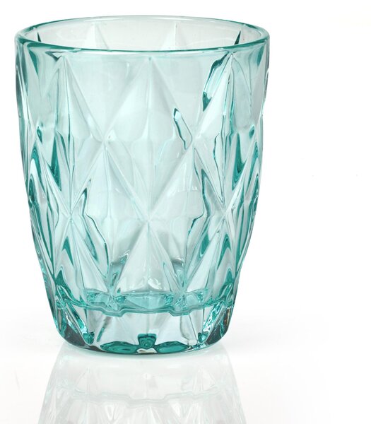 Bicchieri Acqua Tumbler Drink 6 pezzi diametro 8xh10 cm - 250 Ml in vetro pressato adatto alla lavastoviglie colore Azzurro