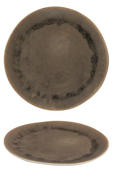Piatti Frutta set 6 pezzi in Gres Porcellanato 23x22,8xh2 cm Collezione NORDIC lavabile in lavastoviglie decorato con smalti reattivi decoro terra