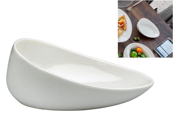 Insalatiera in porcellana alluminica al 30 % LUNA 19x15xh8 cm lavabile in lavastoviglie, ideale per la ristorazione anti sbeccatura