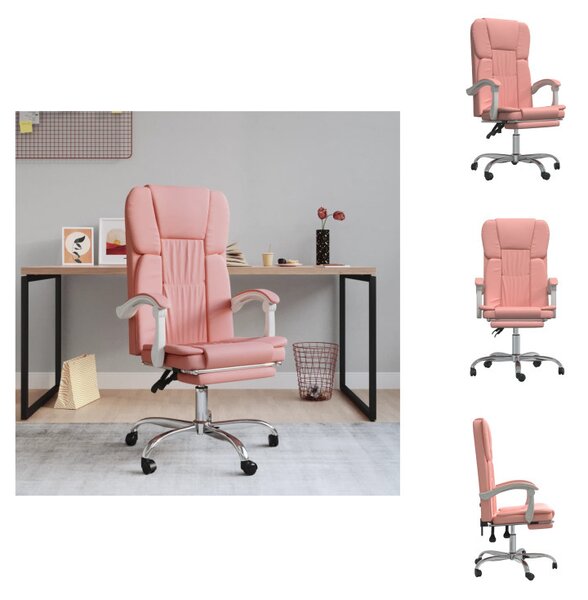VidaXL Sedia da ufficio con funzione reclinabile in Pelle finta rosa - Sedie da ufficio