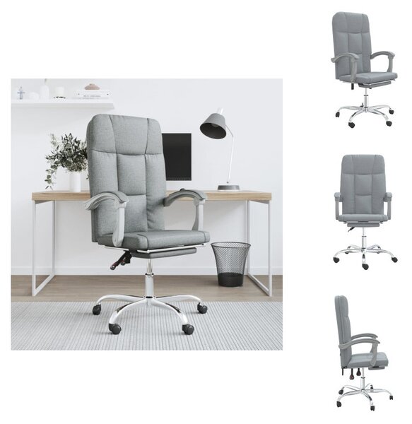 VidaXL Sedia da ufficio con funzione reclinabile in tessuto grigio chiaro - Sedie da ufficio