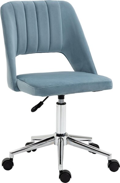 Sedia girevole Fortuna Lai regolabile in altezza per soggiorno e ufficio, velluto blu, sedia da ufficio ergonomica per il massimo comfort