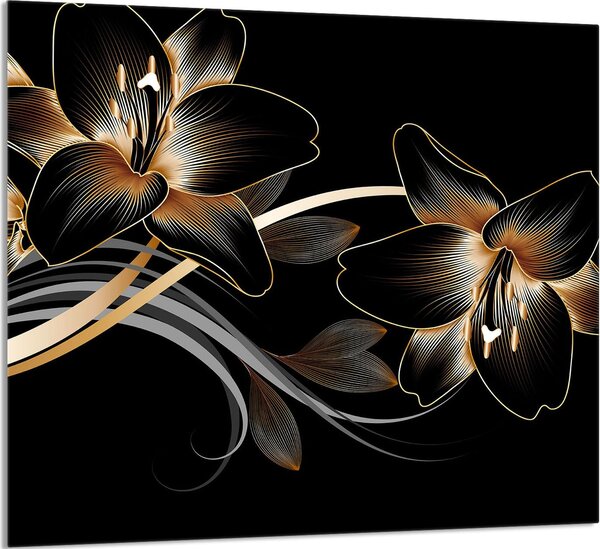 PIATTO DI VETRO PER CUCINA 65x60 Orchidea